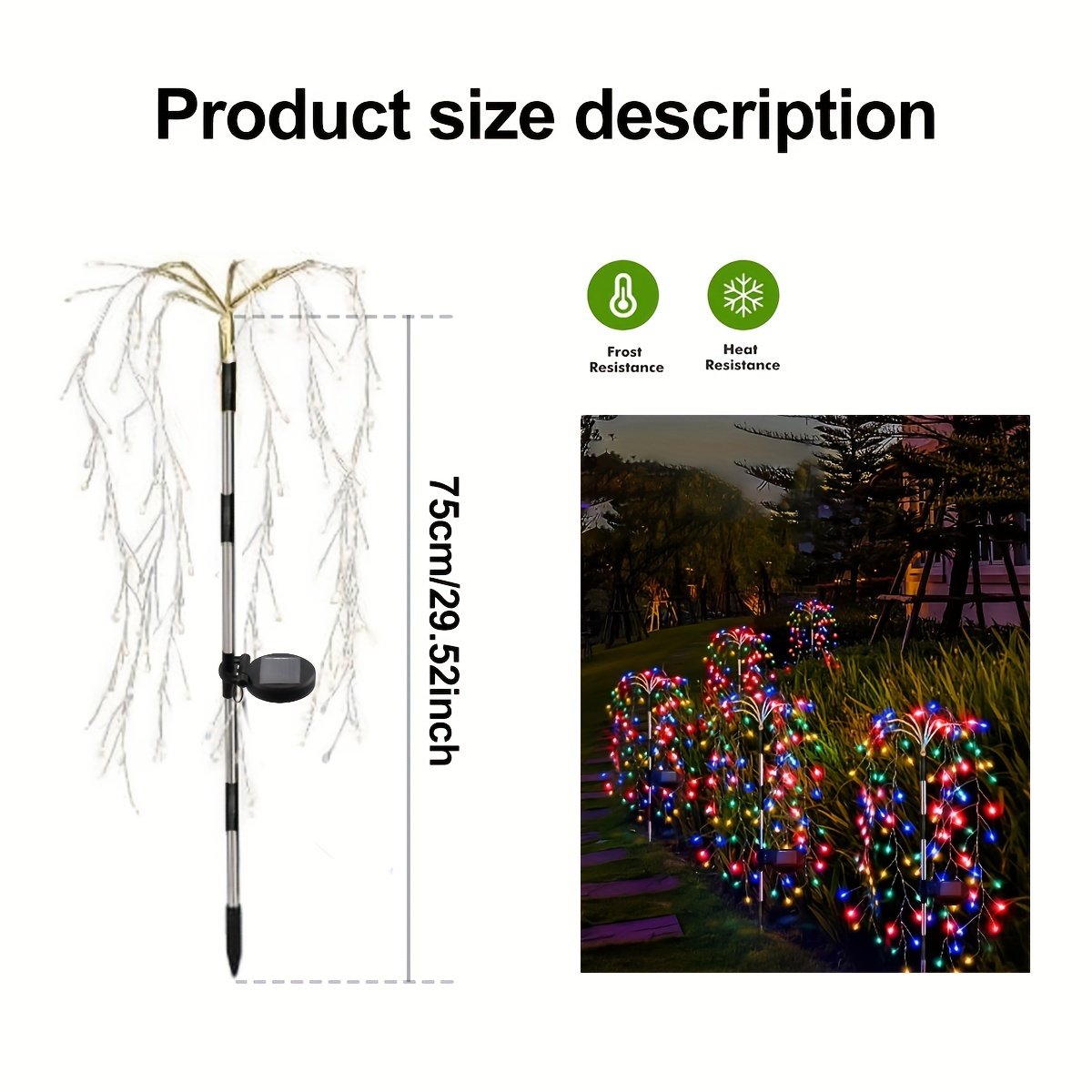 Solar Garden Lights Outdoor LED, Firecracker Willow Fireworks Lights with 8 Lighting Modes, Solar Powered LED Firecrack Lights for Yard Path Parties Camping Picnic Garden Pation, Perfect for Christmas Halloween Thanksgiving Decor Smart Switch - Image 3