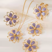 This 5pcs Set of Elegant French Bohemian-Style Hollowed-Out Flower Earrings, Rings, Necklaces And Bracelets Is Suitable for Women'S Daily Wear, Weddings And Banquets. It Is Also a Gift for Women'S Birthdays, Mother'S Day And Valentine'S Day - Image 4