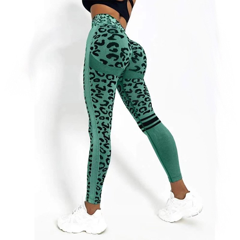 Chemical Fiber Blend Leopard Print Yoga High Waist Tights Fashion Sports Seamless Trousers Fitness Pants - Image 10