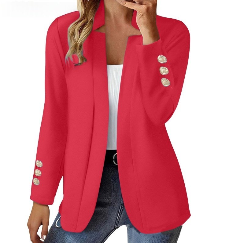 Womens Suit Long-sleeve Cufflink Cardigan Jacket - Image 4