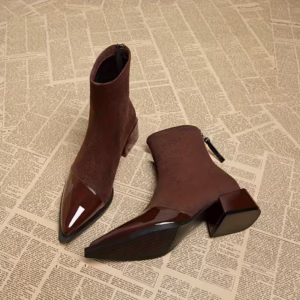 2024 Spring/Autumn New Trendy Ankle Boots French-Style Pointed Toe Short Boots 15573-2, Women Shoes