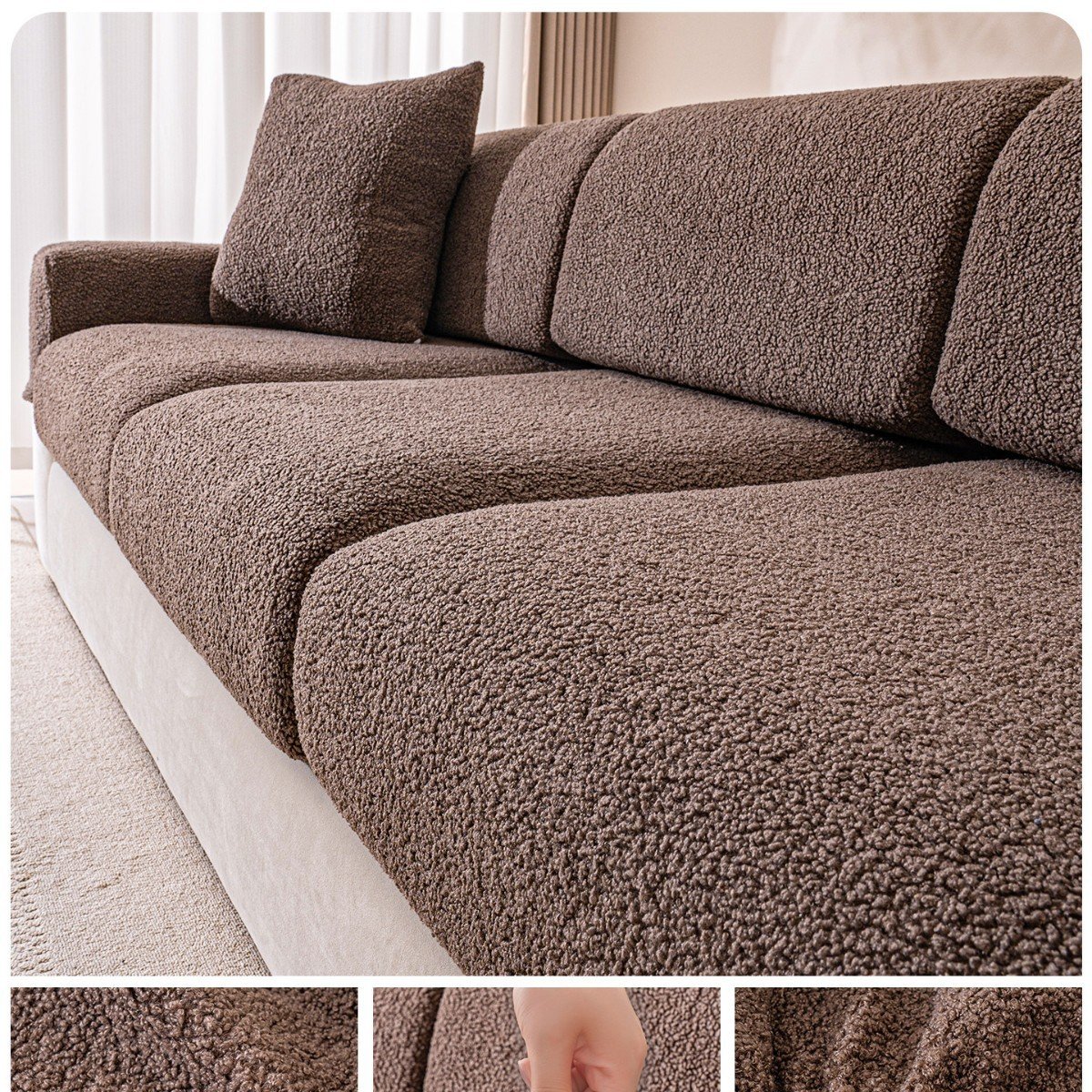 Creamy-Style Solid-Color Stretch Sofa Cover - Image 5