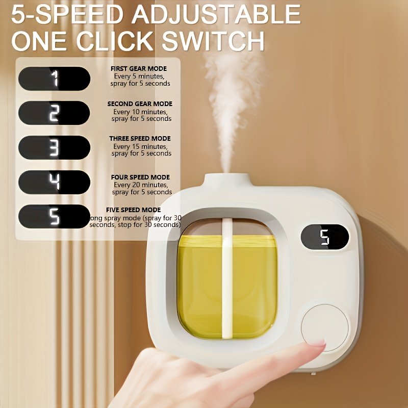 One-Button Switch, Five-Speed Adjustable Smart Aromatherapy Diffuser - Suitable for Essential Oils/Perfumes, 500 Mah Rechargeable Battery, USB Charging, Indoor Air Freshener, Long-Lasting Home Fragrance - Image 10