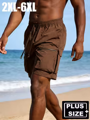 Plus-size Men's Shorts - Four Seasons Multi-Pocket Multi-Functional Zipper Cargo Shorts, Suitable for Outdoor Sports, Fitness, Hiking, Parties, Beach, Daily Casual Wear, Versatile Unisex Style, PLUS SIZE - Image 3