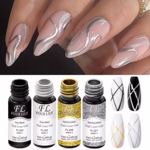 FOURLILY 7Ml Liner Gel Nail Art Polish 2In1 Ultra-Fine Brush Head French Pull Line Graffiti Painting Stripe Design Gel Varnish