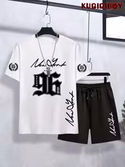 Youth Boys' Digital New Print Pattern Casual Summer Short Sleeve Set Fashion Outdoor Sports Spring Summer Boys' T-Shirt Top And Shorts 2pcs Set Comfortable Fabric Classic Design Versatile Style, Suitable for Various Occasions, Trendy Cool Easy - Image 11