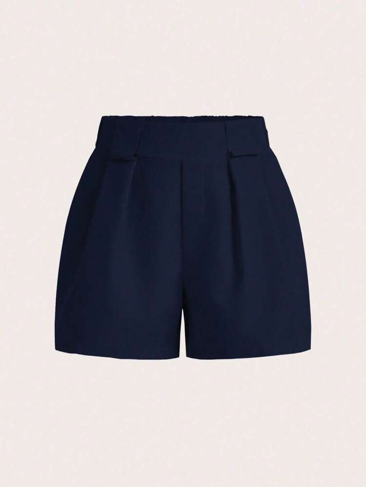 BamGleam Women's Solid Color Pleated Pocket Loose Casual Shorts - Image 2