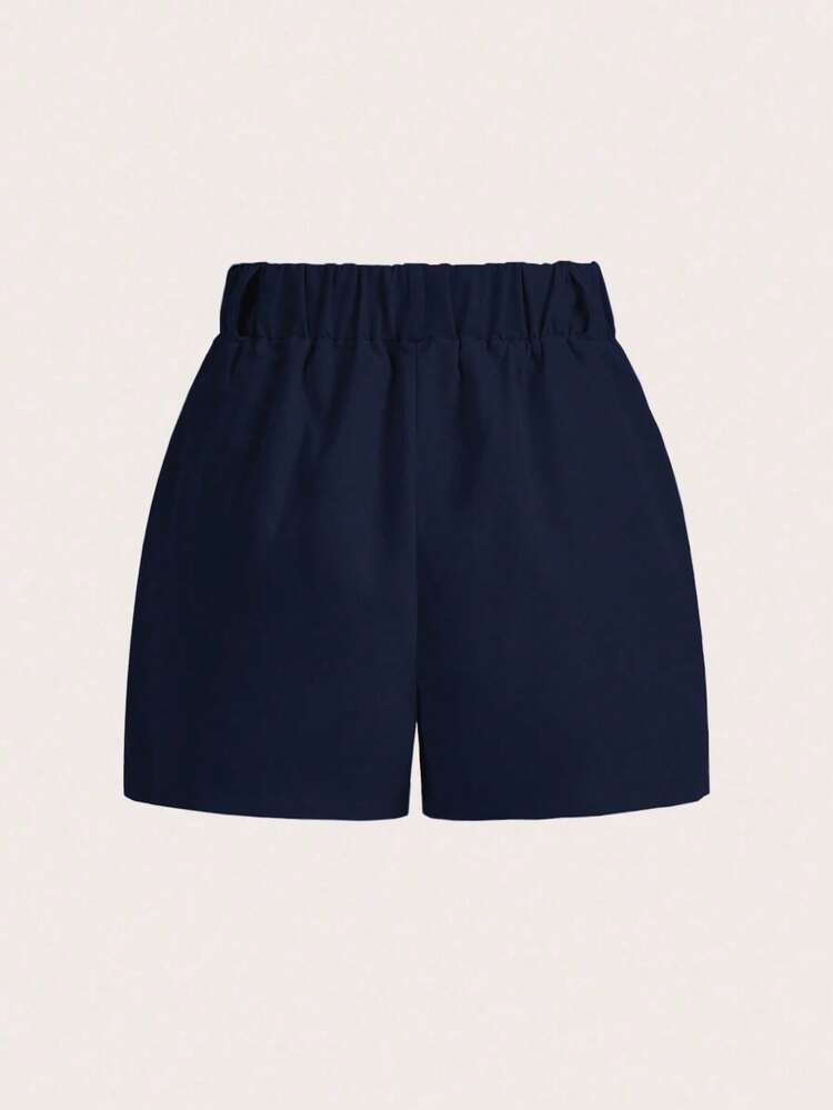 BamGleam Women's Solid Color Pleated Pocket Loose Casual Shorts - Image 5