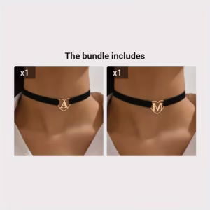 A Fashionable and Minimalist Black Velvet Heart Letter Choker Necklace for Women, Featuring a Simple and Design