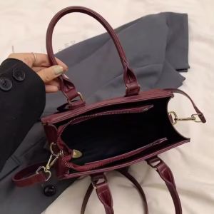 BELLEBORG New Suede Texture Wine Red Women Business Handbag With Shoulder Strap, Bag For Women Elegant, Newest Fashionable Suede Bag For Women