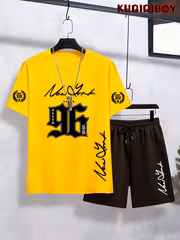 Youth Boys' Digital New Print Pattern Casual Summer Short Sleeve Set Fashion Outdoor Sports Spring Summer Boys' T-Shirt Top And Shorts 2pcs Set Comfortable Fabric Classic Design Versatile Style, Suitable for Various Occasions, Trendy Cool Easy - Image 7