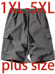 Men'S Plus Size Cargo Shorts, Lightweight Breathable Practical Multi-Pocket Casual Shorts, Comfortable Elastic Waist Adjustable Drawstring, Suitable for Running, Fitness, Outdoor Activities, And Casual Wear - Image 5