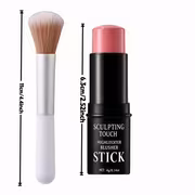 3pcs Face Makeup Set (Blush Stick, Highlighter Stick, And Makeup Brush) Cream Texture, Matte Waterproof Sweatproof Transfer-Proof, All-Day Long Lasting, Natural Pearl Glow, Easy Blending for Stereo Facial Look, Gift Makeup Set Gift for Women - Image 6