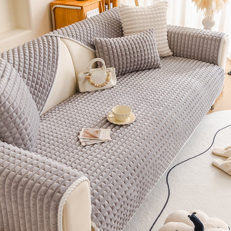 Thickened Flannel Sofa Cushion Winter Thickened Sitting Non-slip Sofa Cover Plush Cover Towel - Image 5