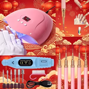 Full Atmosphere Nail Tool Kit, Including Electric Drill, Digital Nail Lamp, Paint Pens, And Full Set of Drill Bits, One-Stop Solution for Nail Care, Removal, And Art. Drill Speed Multi-Level Adjustment, Gentle Operation