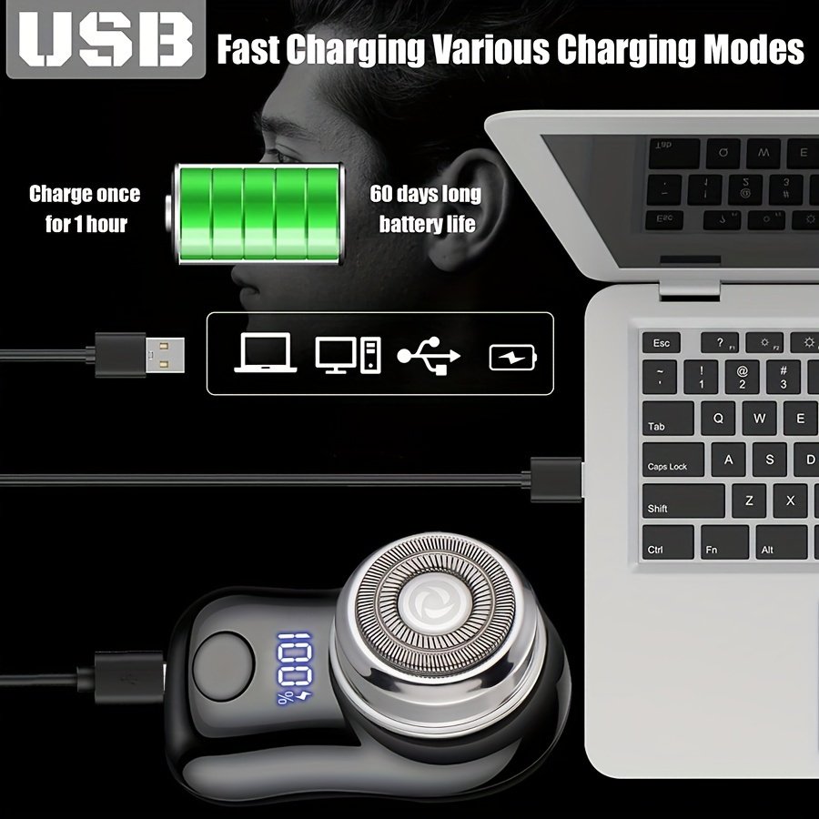 Men'S Electric Shaver, USB Rechargeable, Digital Display Feature, Compact And Portable, Suitable for Business Travel, Men'S Holiday Gift - Image 6