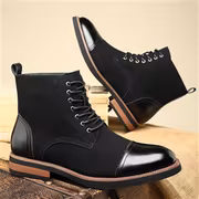 British-style Canvas Patchwork Ankle Boots, Urban Casual Versatile Style, Fashionable Daily Commuter Shoes - Image 3