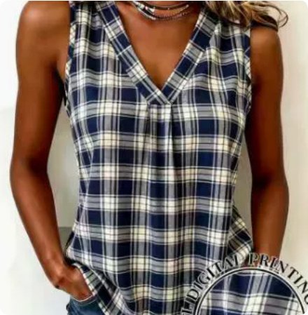 Summer Casual Plaid Sleeveless Tank Top Petite Camisole