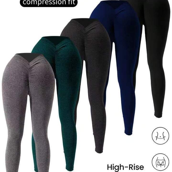 Women's V-waist Double Hip Lifting Outdoor Sport Running Training Tights - Image 9