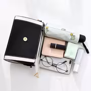 Wo White Synthetic Mini Handbag & Crossbody Handbag-Purse - Golden-Tone Hardware, Black-Tipped Strap, Zipper Closure, Multi-Compart T Handbag - Elegant Everyday for, Parties, (Pink/) - Synthetic Hand - Image 5