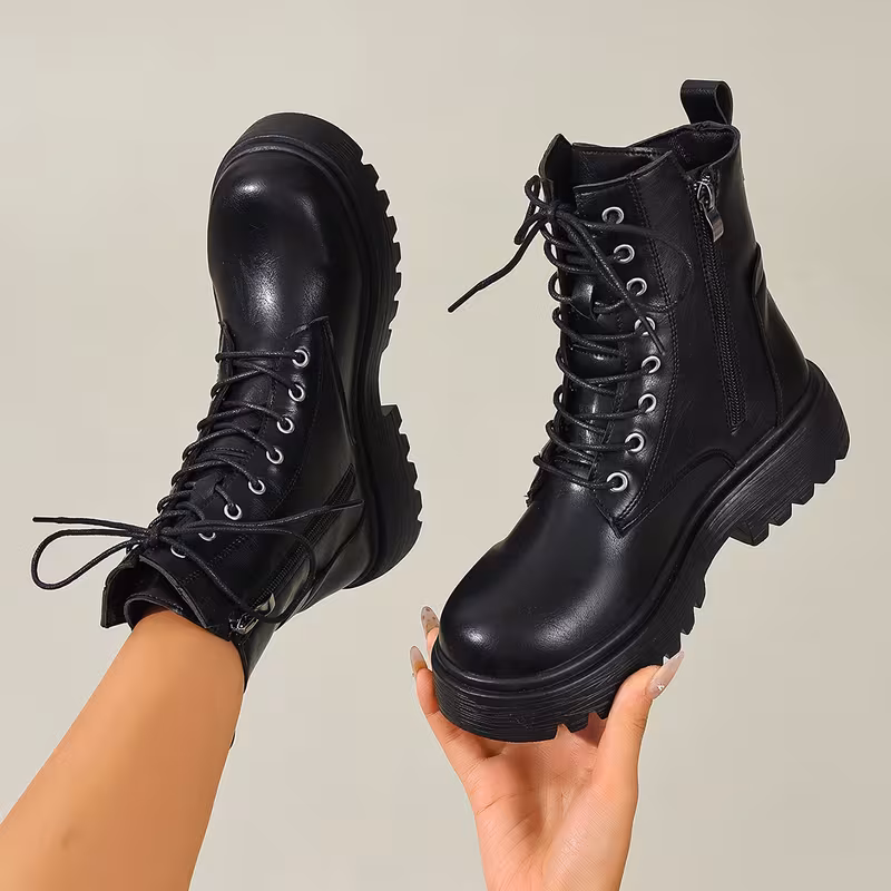 Retro Literary Style Women'S Casual Lace-Up Ankle Boots, Winter Niche Design Sense Outdoor Versatile Short Boots, Unique Design And Soft Tones Full of Literary Film Texture., Women Shoes