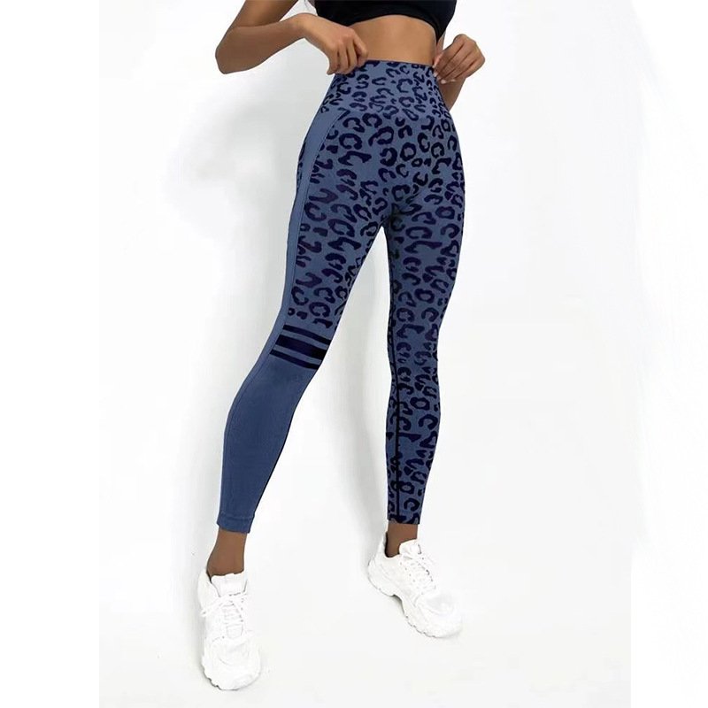 Chemical Fiber Blend Leopard Print Yoga High Waist Tights Fashion Sports Seamless Trousers Fitness Pants - Image 9