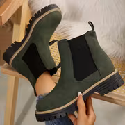 2025 Autumn/Winter New Women's Platform Low-Heel Slip-On Ankle Boots with Anti-Slip, Breathable, Versatile, Round-Toe, Solid-Color, and Fashionable Design, Women Shoes - Image 2