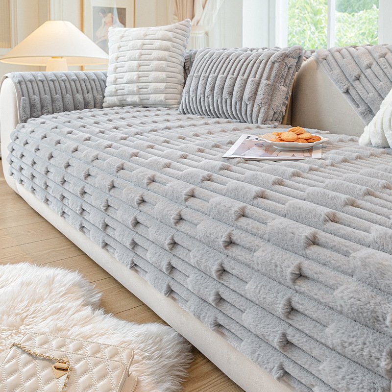 Rabbit Plush Sofa Cushion Winter Thickened Fleece Cushion - Image 5