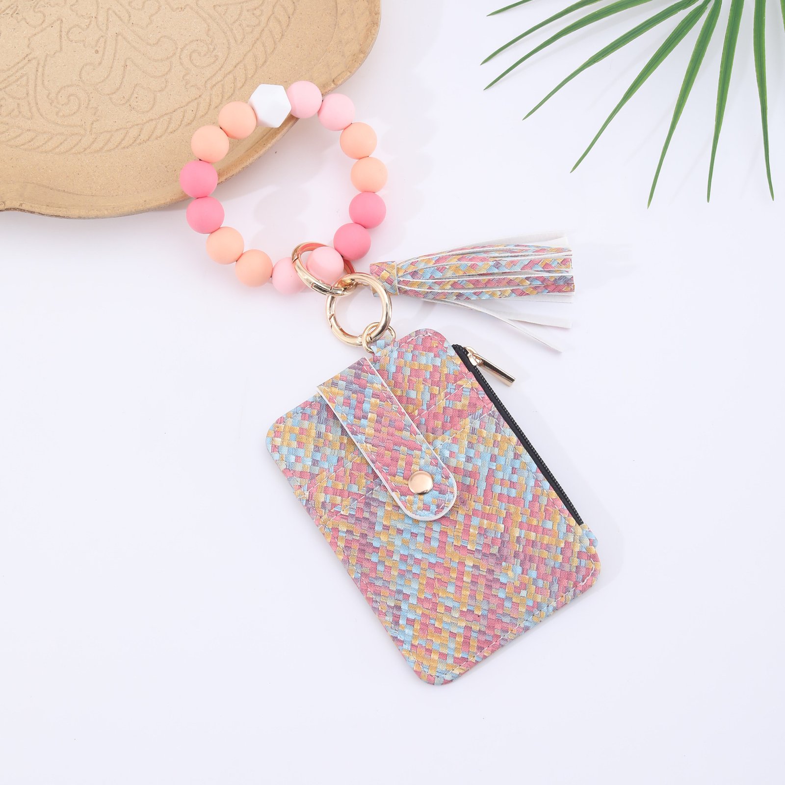 Silicone Bead Bracelet Weaving Pattern Card Holder Coin Purse - Image 5