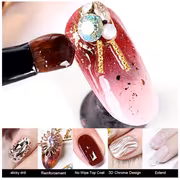 QAZIXU 5g Multifunction Hard Top Coat Gel:5-In-1 Hard No-Wash Sealing Layer 3D Nail Art Design Stone.Very Easy to Operate Suit for Nail Art Beginner DIY At Home - Image 6