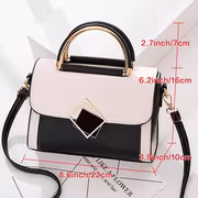 Wo White Synthetic Mini Handbag & Crossbody Handbag-Purse - Golden-Tone Hardware, Black-Tipped Strap, Zipper Closure, Multi-Compart T Handbag - Elegant Everyday for, Parties, (Pink/) - Synthetic Hand - Image 4