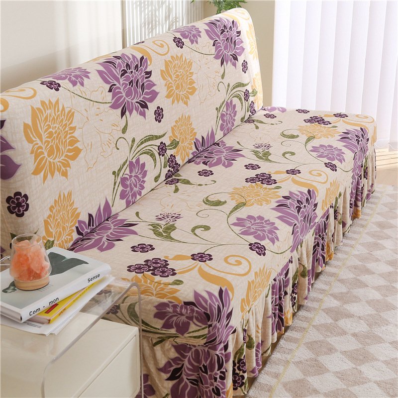 Stretch Slipcover For Armless Bed Full-Encasing Simple Foldable Sofa Cover With Skirted Hem - Image 6
