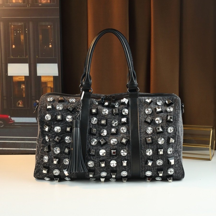 Large-Capacity Casual Travel Rhinestone Embellished Handbag Shoulder Crossbody Bag - Image 2