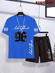 Youth Boys' Digital New Print Pattern Casual Summer Short Sleeve Set Fashion Outdoor Sports Spring Summer Boys' T-Shirt Top And Shorts 2pcs Set Comfortable Fabric Classic Design Versatile Style, Suitable for Various Occasions, Trendy Cool Easy - Image 8