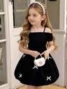 Elladie Kids Young Girl' Cute Sleeveless Ruched Bow Decor Midi Dress, Black, Elegant Casual For Summer, Party 7th Birthday, Wedding - Image 12