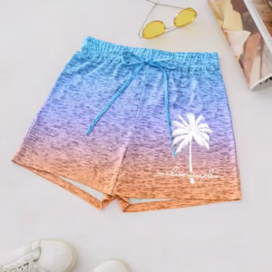 EMERY ROSE Women Vacation Style Palm Tree Printed Loose Drawstring Shorts
