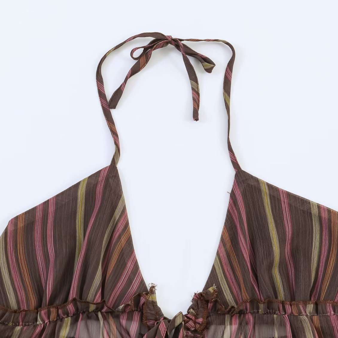 Retro Metallic Stripe Camisole - Sleeveless Lightweight Cotton Blend Tank Top for Women - Image 2
