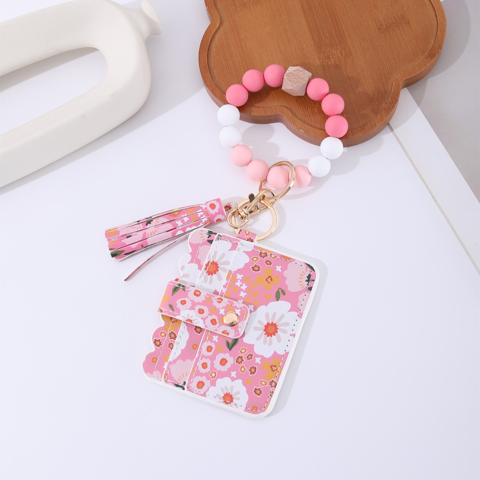 Printed Leather Wallet Keychain For Women - Image 6