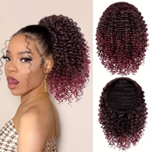Short Kinky Curly Ponytail Extensions for Women 25.4 cm Drawstring Curly Ponytail with Two Clips Synthetic Afro Drawstring Ponytail Extensions