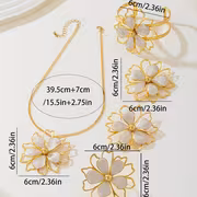 This 5pcs Set of Elegant French Bohemian-Style Hollowed-Out Flower Earrings, Rings, Necklaces And Bracelets Is Suitable for Women'S Daily Wear, Weddings And Banquets. It Is Also a Gift for Women'S Birthdays, Mother'S Day And Valentine'S Day - Image 7