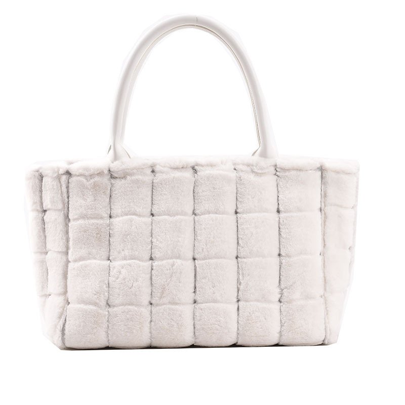 Sweet Small Square Bag Plush Plaid Portable Women - Image 5