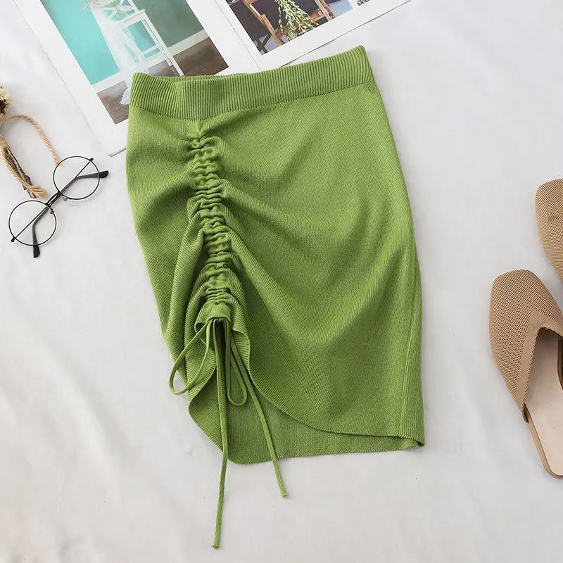 Hot Girl Hip Skirt Design High Waist With Straps Stretch Knitted Women's Skirt - Image 5