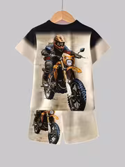 Stylish 3D Digital Print Boys' Set, Short Sleeve Shirt and Shorts Set for Teens - 2pcs, Perfect for Outdoor - Image 4