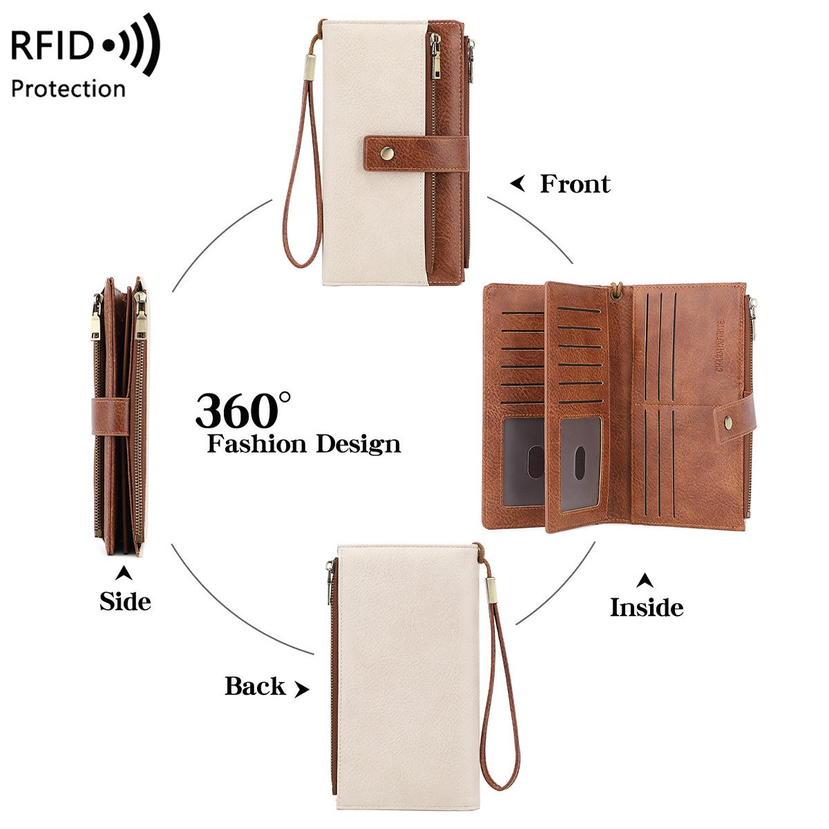 Anti-magnetic Womens Multi-Card Trifold Long Fashion Wallet - Image 10