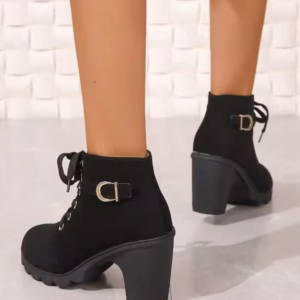 Fall/Winter 2025 Women's Chunky Heel Chelsea Boots, New Arrival British Style High Heel Lace-Up Ankle Boots For Ladies Valentines,Platform Heels For Women