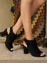 Fall/Winter Women Minimalist Slingback Sandals, Faux Suede Chunky Heeled Elegant Sandals Black,Boots For Women - Image 8