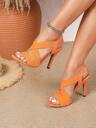 Fashion Round Toe Elegant Ladies' Criss-Cross Elastic Band Strap Backless Stiletto High Heel Sandals, Suitable For Summer Event Or Party - Image 12