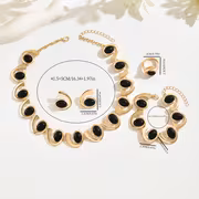 4pcs/set Women's Fashion Simple Necklace Earrings Bracelet Ring Set Geometric Oval Black Acrylic Inlaid Spiral Splicing Beaded Pendant Necklace Bracelet Ear Stud Ring Bohemian Style Spiral Design Jewelry Set - Image 4