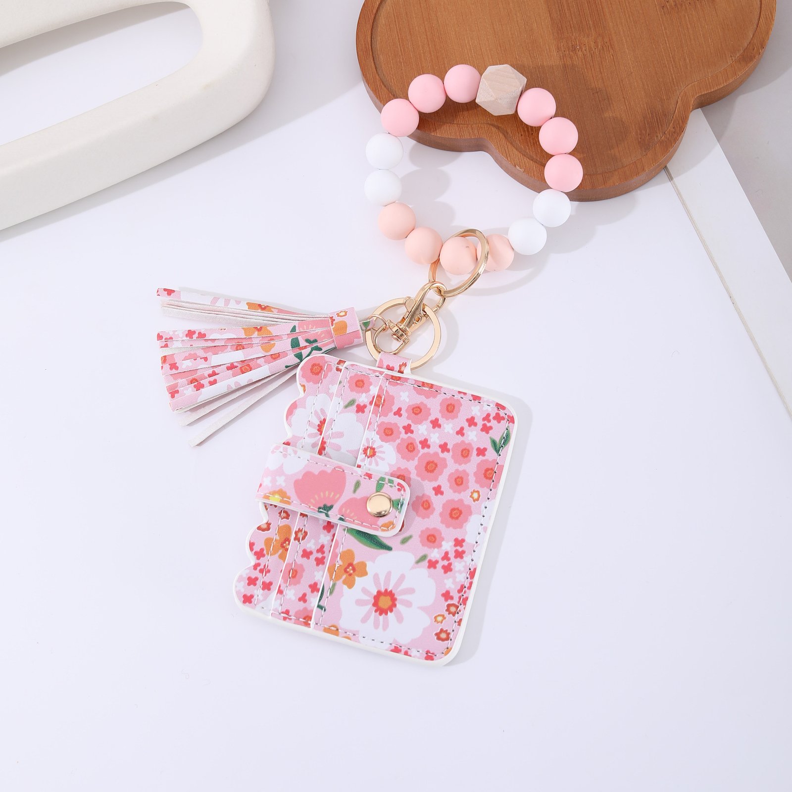 Printed Leather Wallet Keychain For Women - Image 3