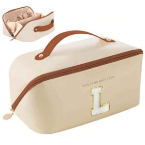 High Quality PU Travel Makeup Bag, Letter Printed Makeup Bag, Multi-Functional Travel Organizer Bag, Large Capacity Layered Cosmetic Bag, Cosmetics Organization And Storage, Toiletry Bag, Travel Essentials, Cruise Makeup Bag, Makeup Case, Unisex Travel Necessity Make Up Bag